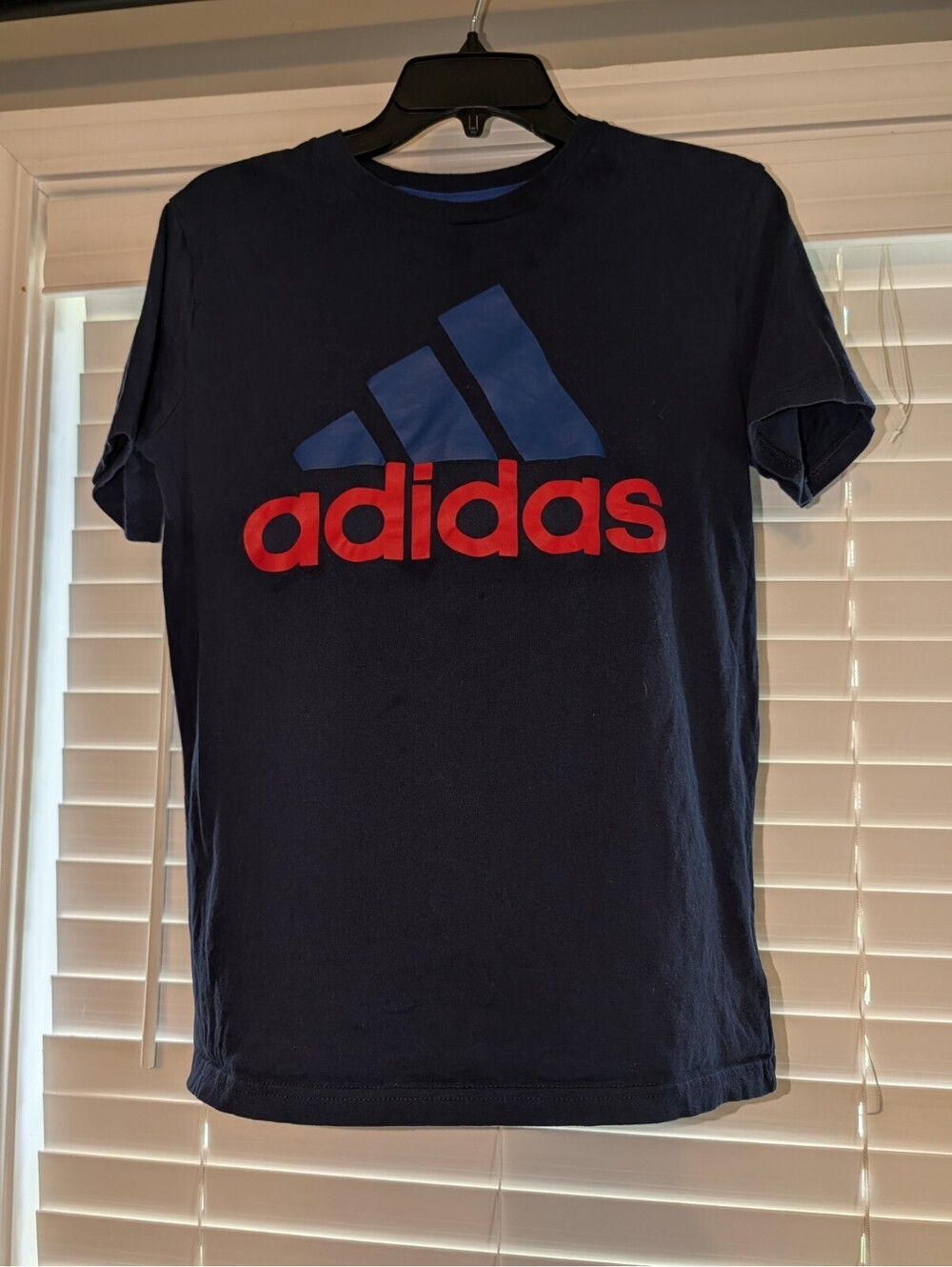 Adidas Size Youth Large (14/16) Branded Navy T-Shirt